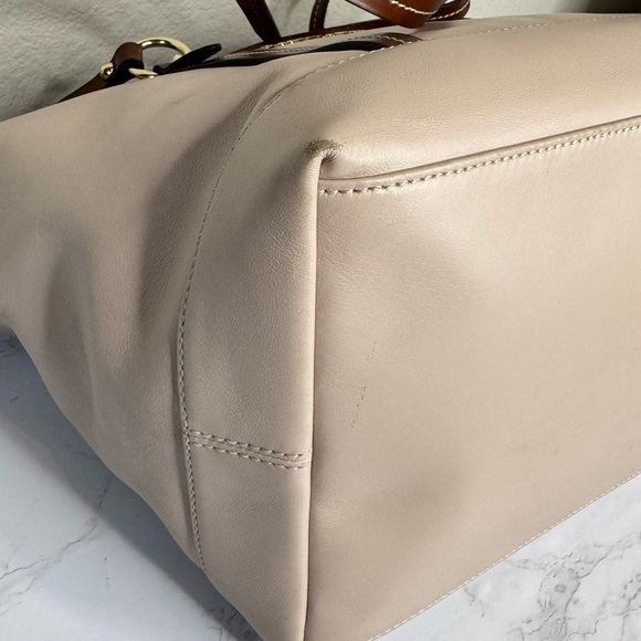 Dooney & Bourke Wexford Leather Tilly Large Tote Shoulder Bag Cream Brown - Picture 11 of 15